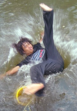 songkran jeans shirt falling in fully clothed